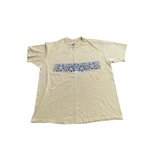 Hawaii Graphic T Shirt Mens Large Tan Floral Hibiscus Made in USA Hanes